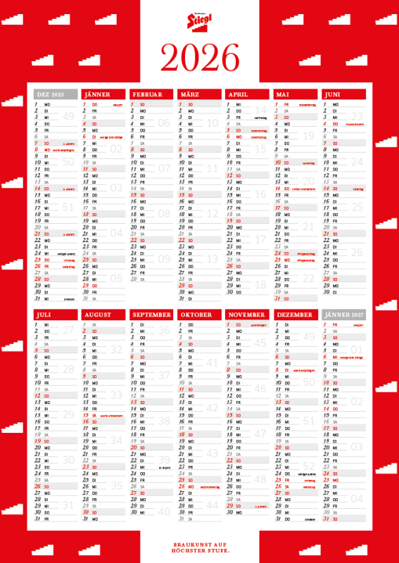 Stiegl Wandkalender 2026